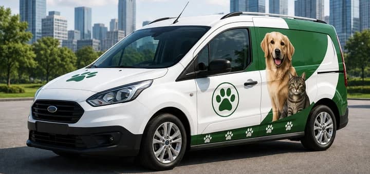 Pati işaretli pet taksi minivanı